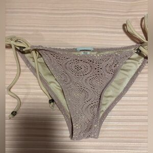 Eberjay Lace Bikini Bottom in Beige and Cream Size Medium